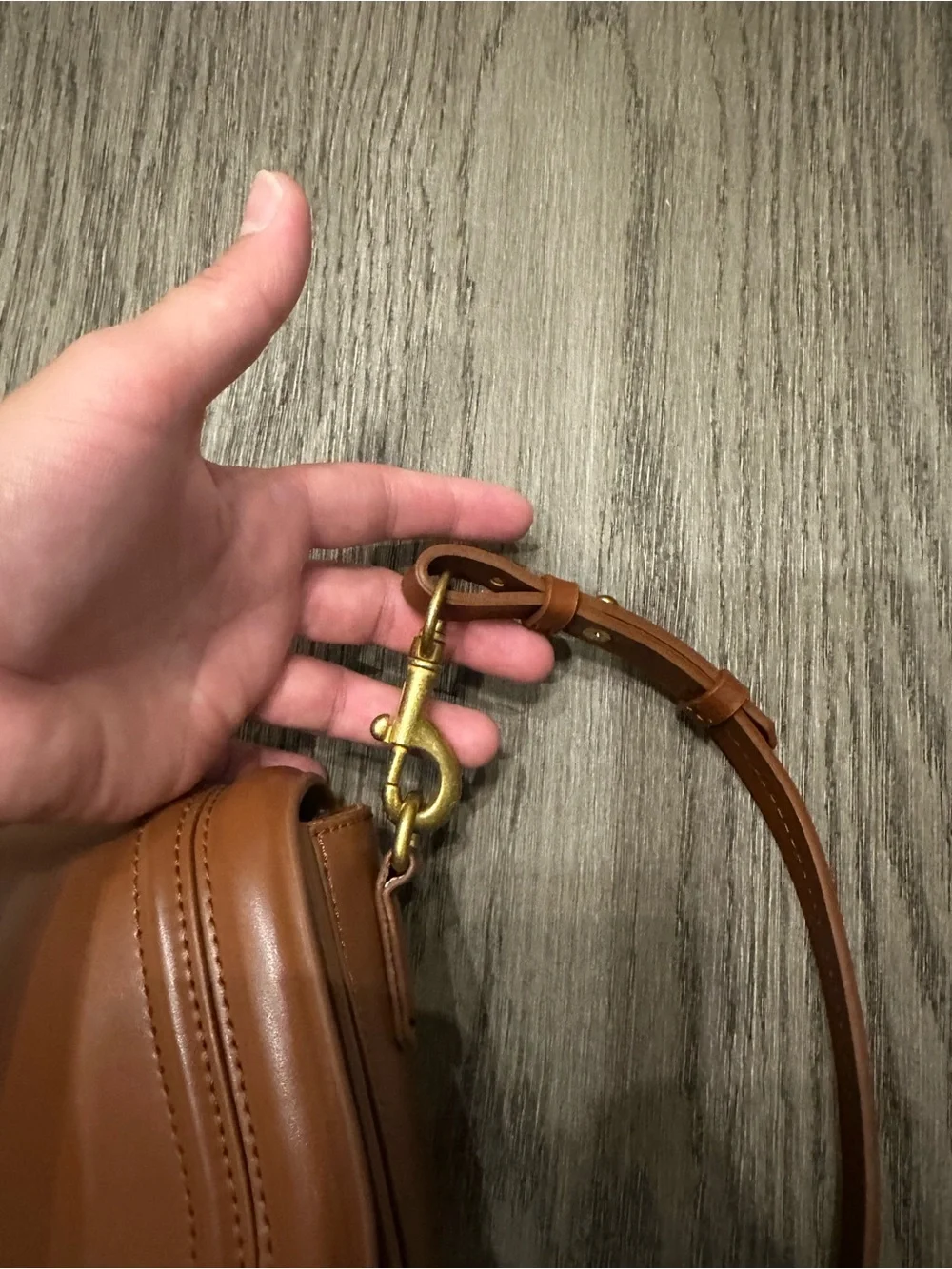 Zara Tan Saddle-Style Leather Crossbody